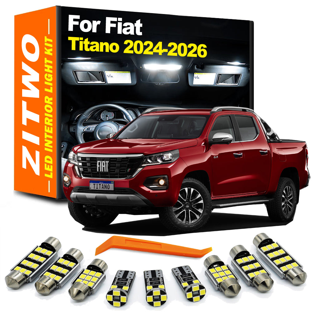 AutoGlowLED 7Pcs LED Interior Light Kit for Fiat Titano 2024-2026 Map Dome Bulbs