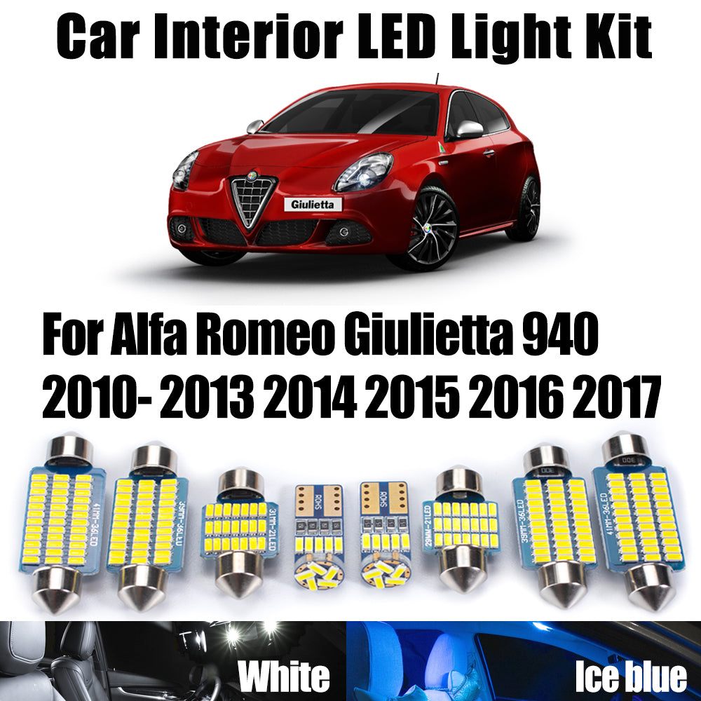 AutoGlowLED 16Pc Canbus LED Interior Light Kit for Alfa Romeo Giulietta 940 2010-2017