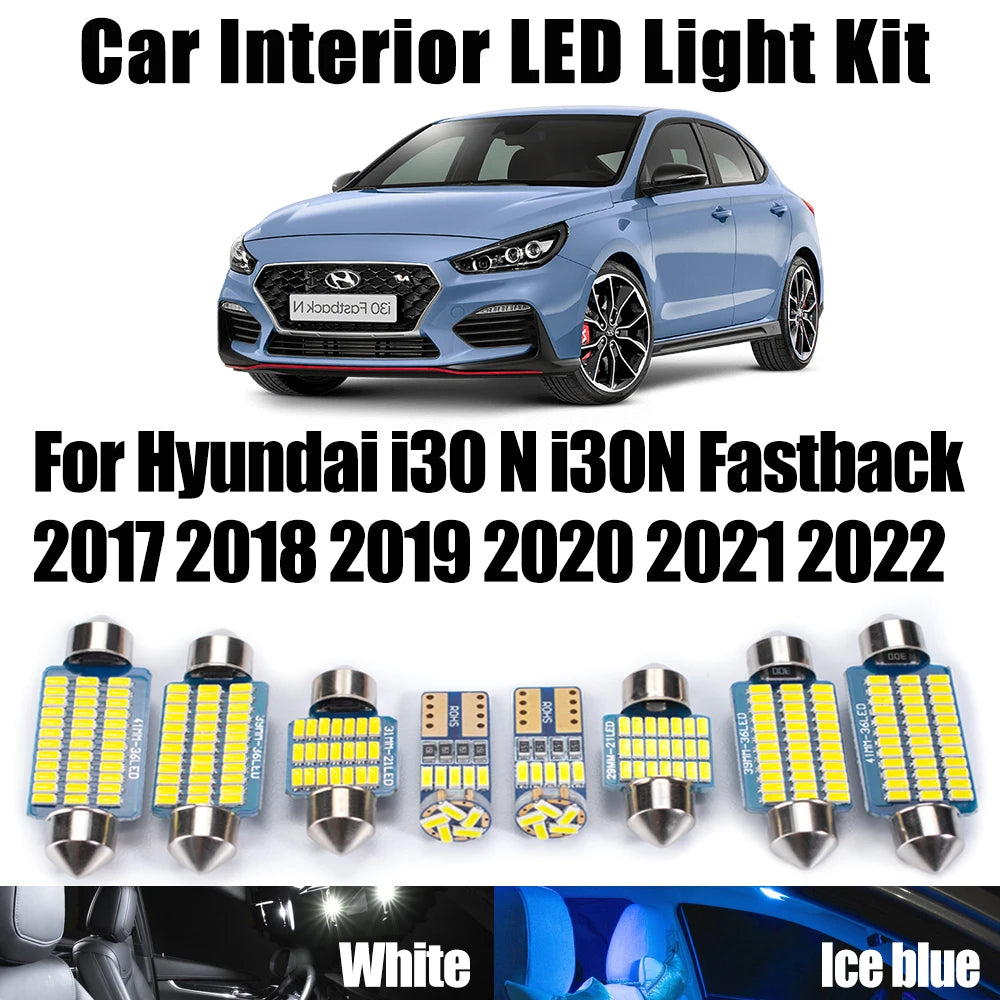 AutoGlowLED 13Pc Canbus LED Interior Light Kit for Hyundai i30 N Fastback 2017-2022