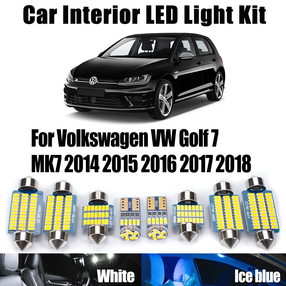 AutoGlowLED LED Interior Light Kit for VW Golf 7 MK7 2014-2018 Canbus 12Pcs