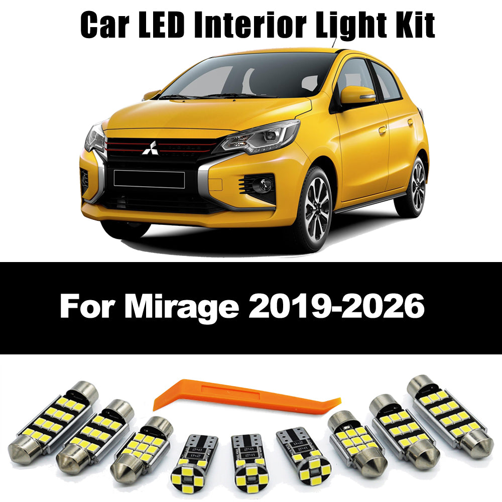 AutoGlowLED 7Pcs LED Interior Dome Map Light Kit for Mitsubishi Mirage G4 2019-2026