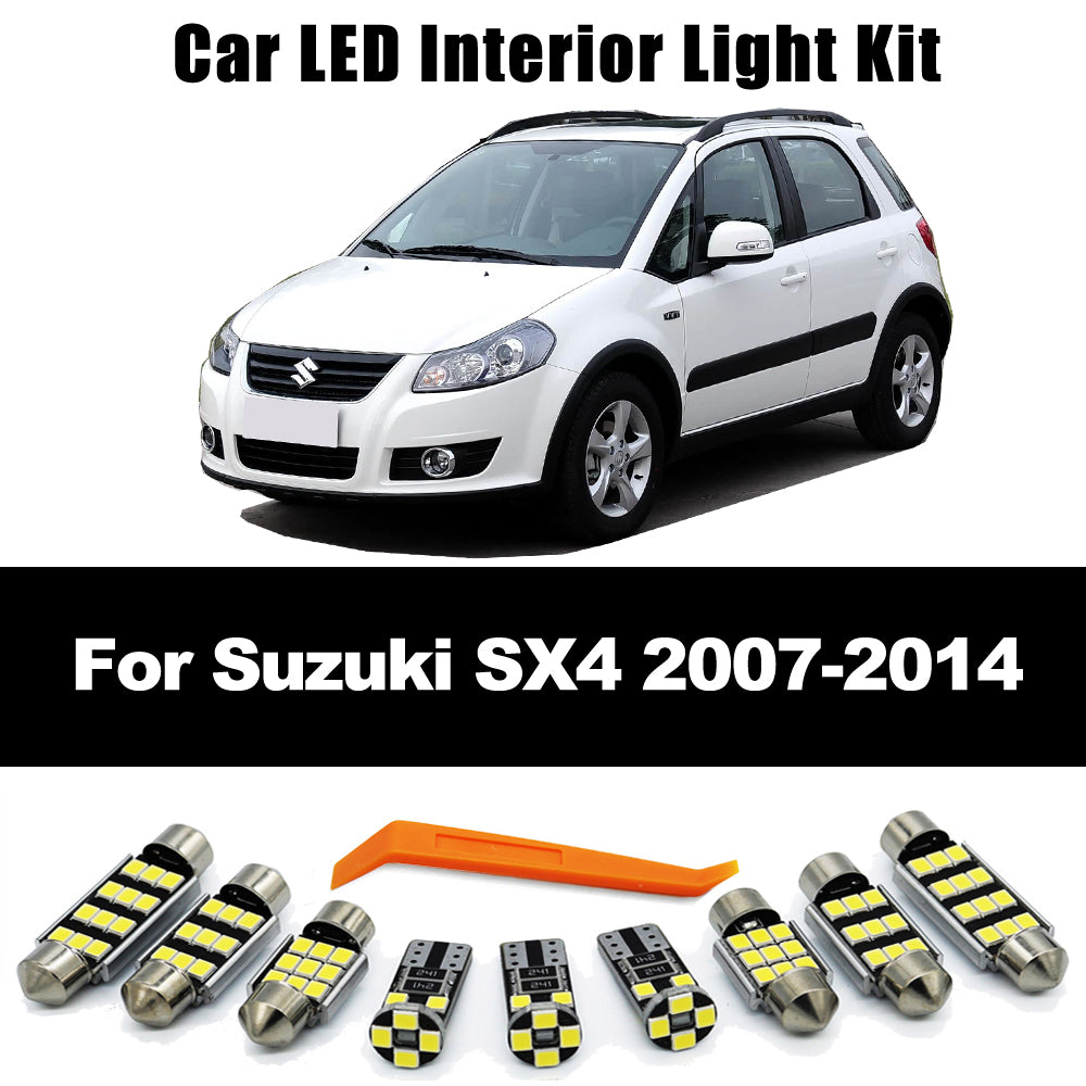 AutoGlowLED 9Pcs LED Interior Light Kit for Suzuki SX4 2007-2014