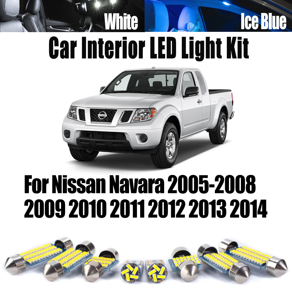 AutoGlowLED 9Pc LED Interior Light Kit for Nissan Navara 2005-2014