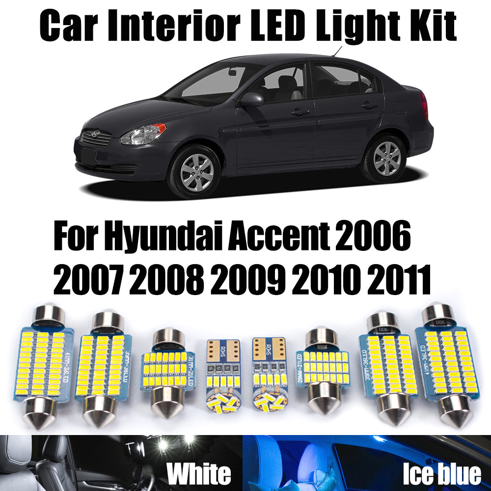 AutoGlowLED 10Pc LED Interior Light Kit for Hyundai Accent 2006-2011