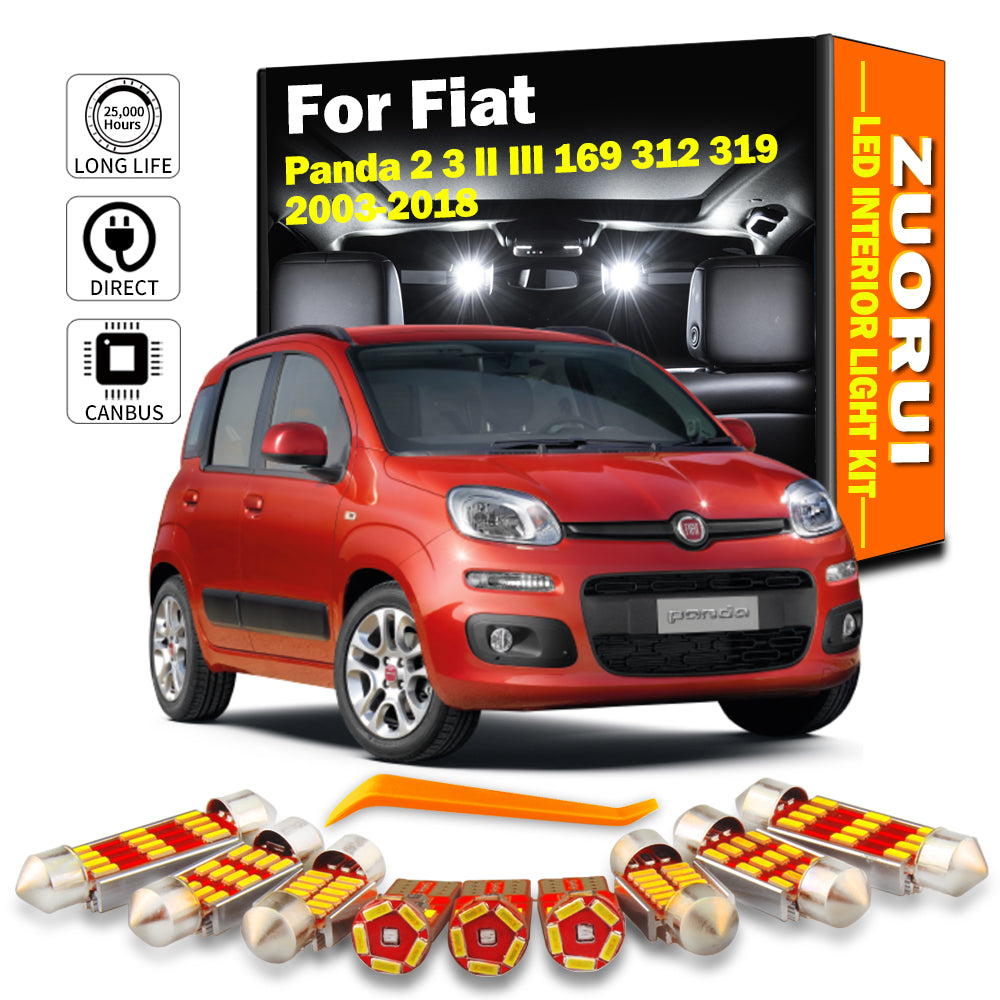 AutoGlowLED LED Interior Light Kit for Fiat Panda 2 3 II III 169 312 319