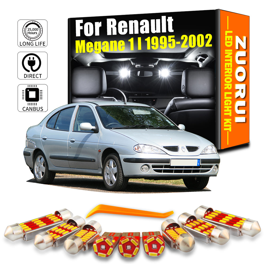 AutoGlowLED 10Pc LED Interior Light Kit for Renault Megane 1 MK1 1995-2002