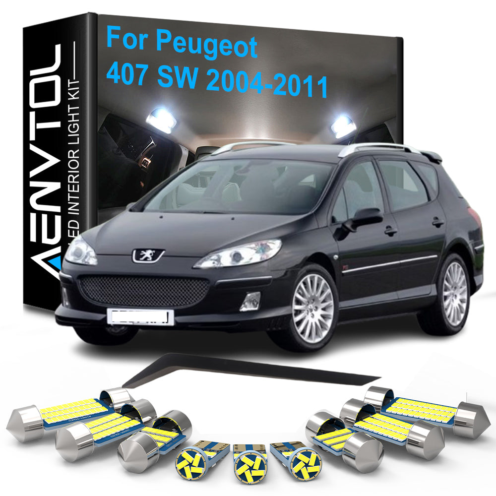 AutoGlowLED 22pc LED Interior Light Kit for Peugeot 407 SW 2004-2011 Canbus