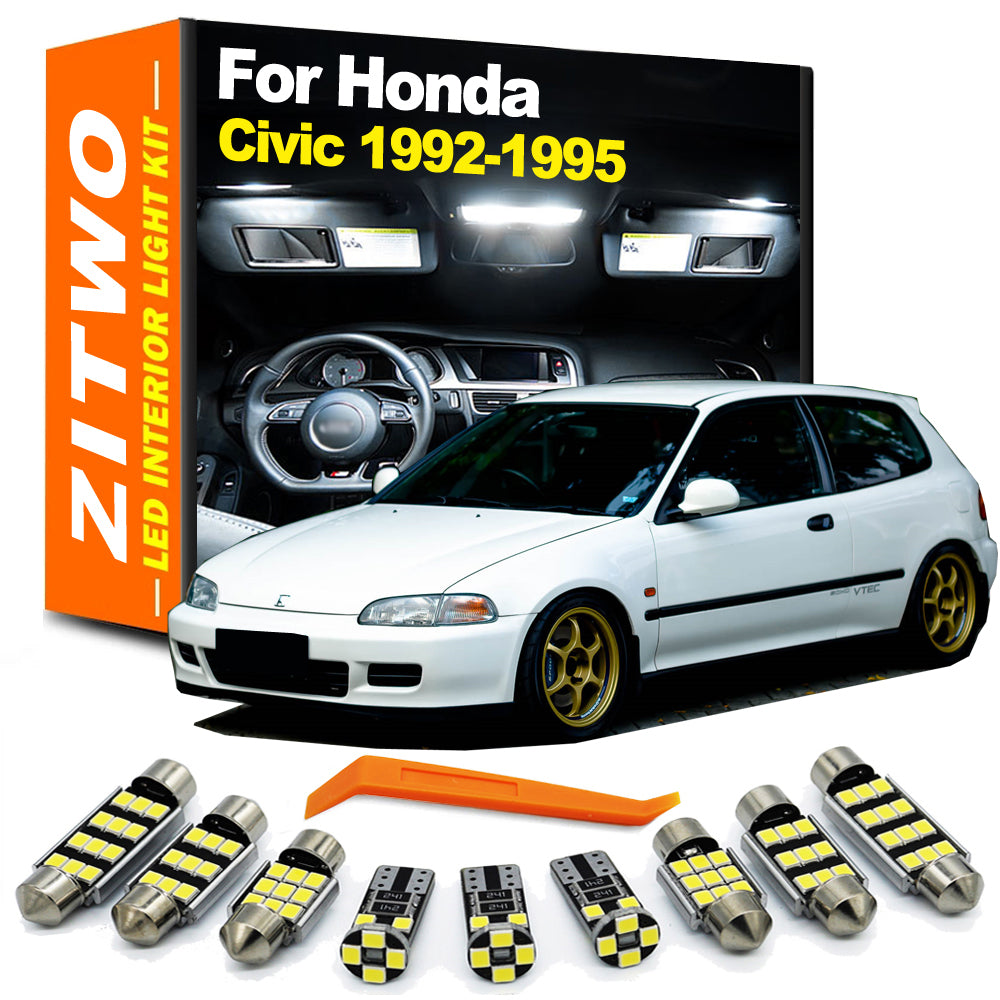 AutoGlowLED 9Pcs Canbus LED Interior Light Kit for Honda Civic 1992-1995