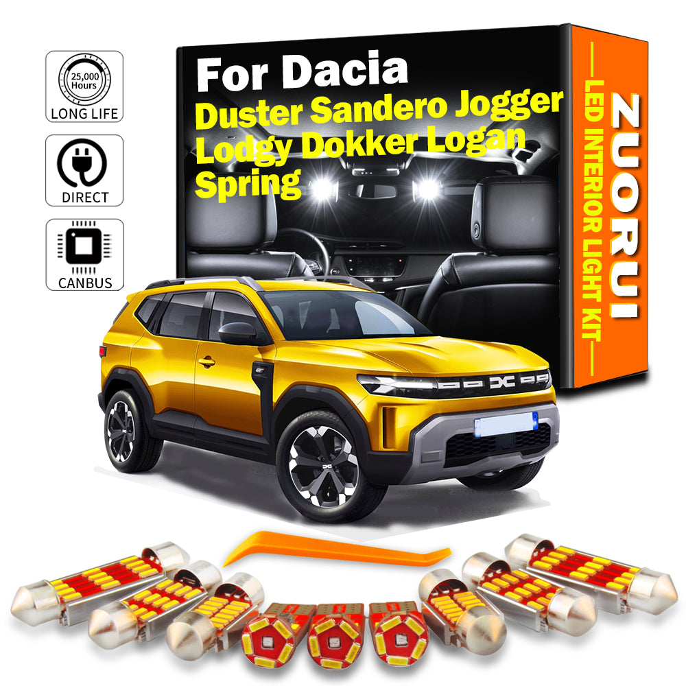 AutoGlowLED LED Interior Reading Light Kit for Dacia Duster Jogger Lodgy Sandero Dokker Logan Spring