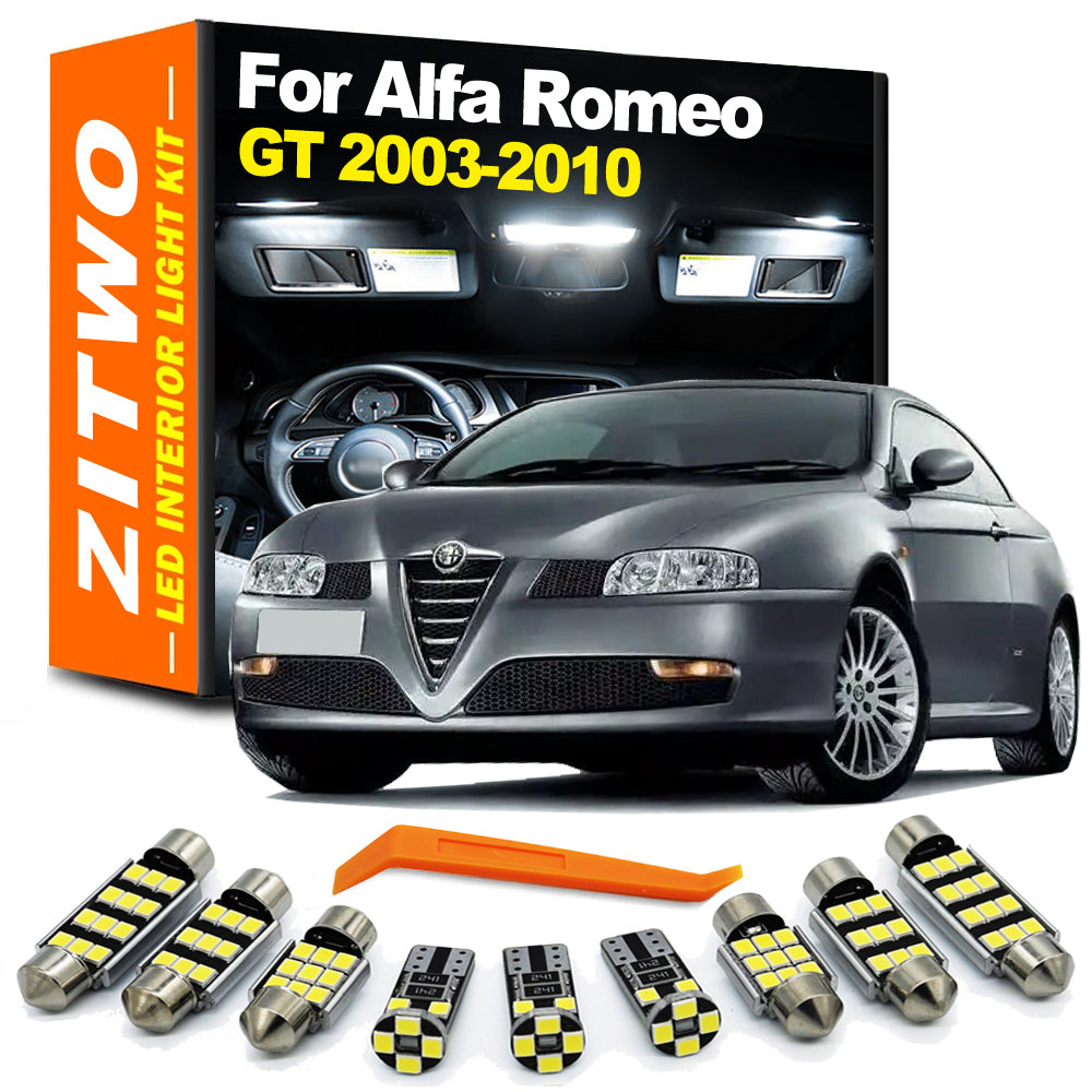 AutoGlowLED 8Pcs Canbus LED Interior Light Kit for Alfa Romeo GT 2003-2010