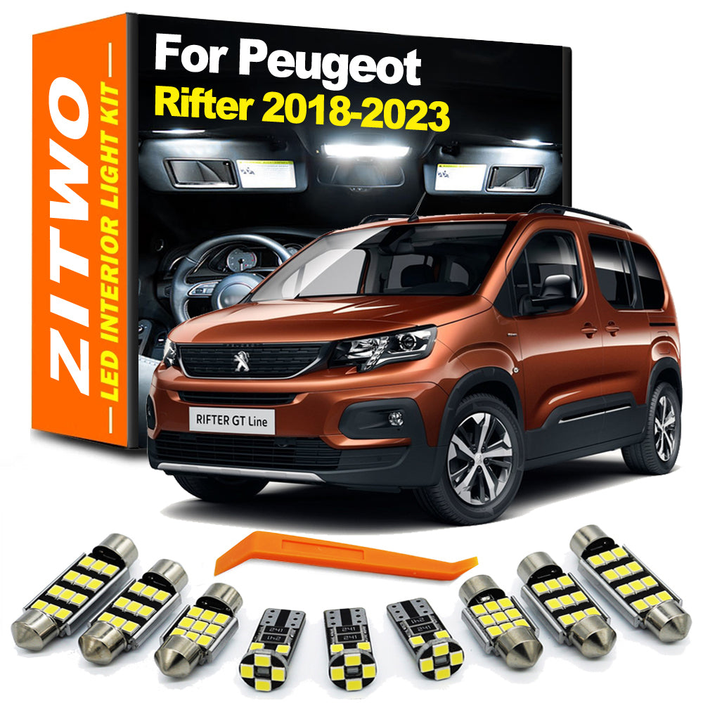 AutoGlowLED 12Pcs LED Interior Light Kit for Peugeot Rifter 2018-2023