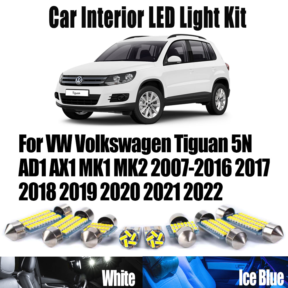 AutoGlowLED VW Tiguan LED Interior Light Kit 2007-2022 Map Dome Bulbs