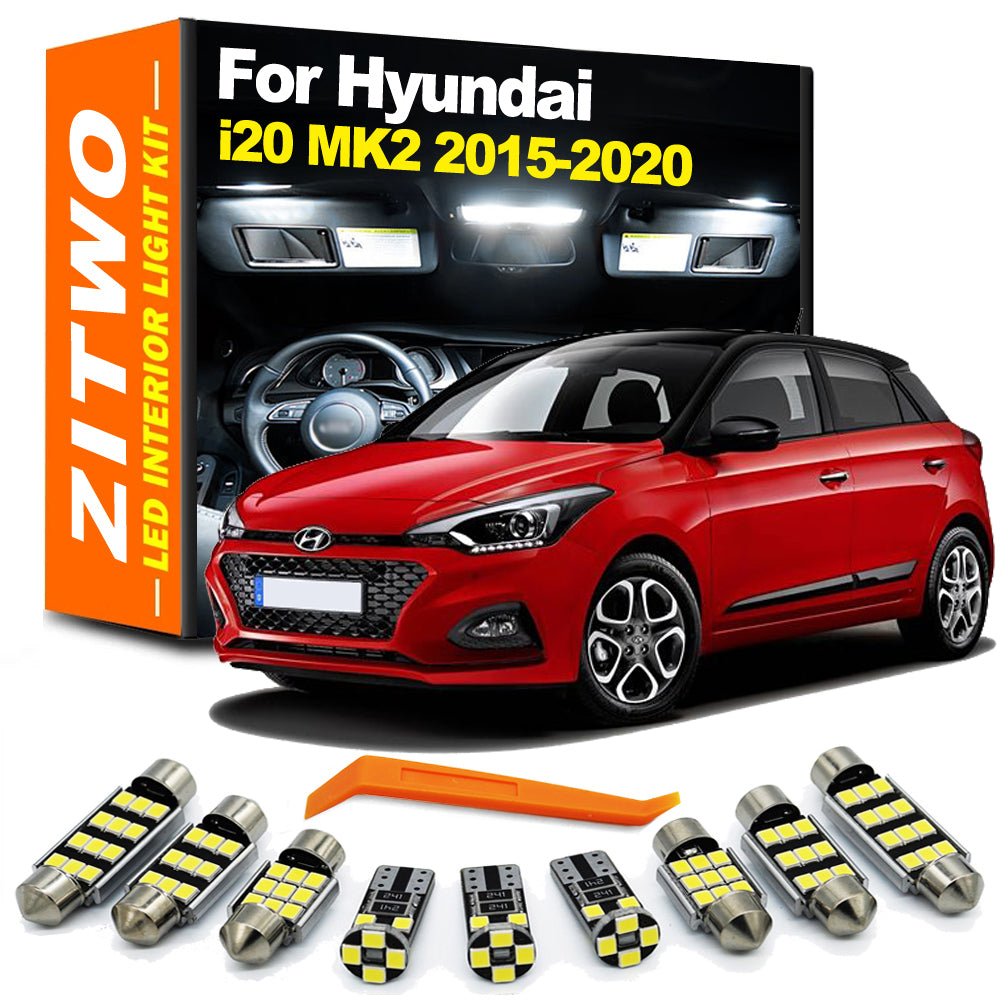 AutoGlowLED 11Pcs LED Interior Light Kit for Hyundai i20 MK2 2015-2020