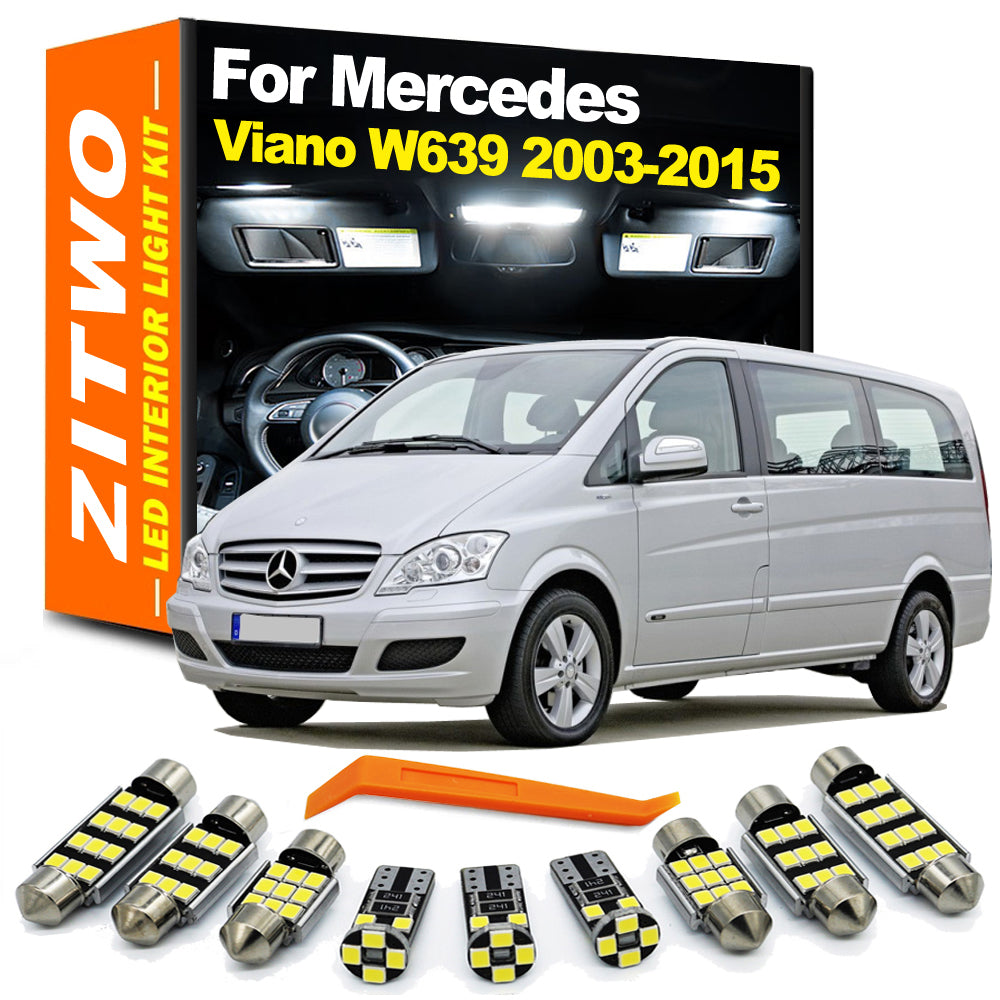 AutoGlowLED Full LED Interior Dome Door Foot Light Kit for Mercedes-Benz Viano W639 2003-2015