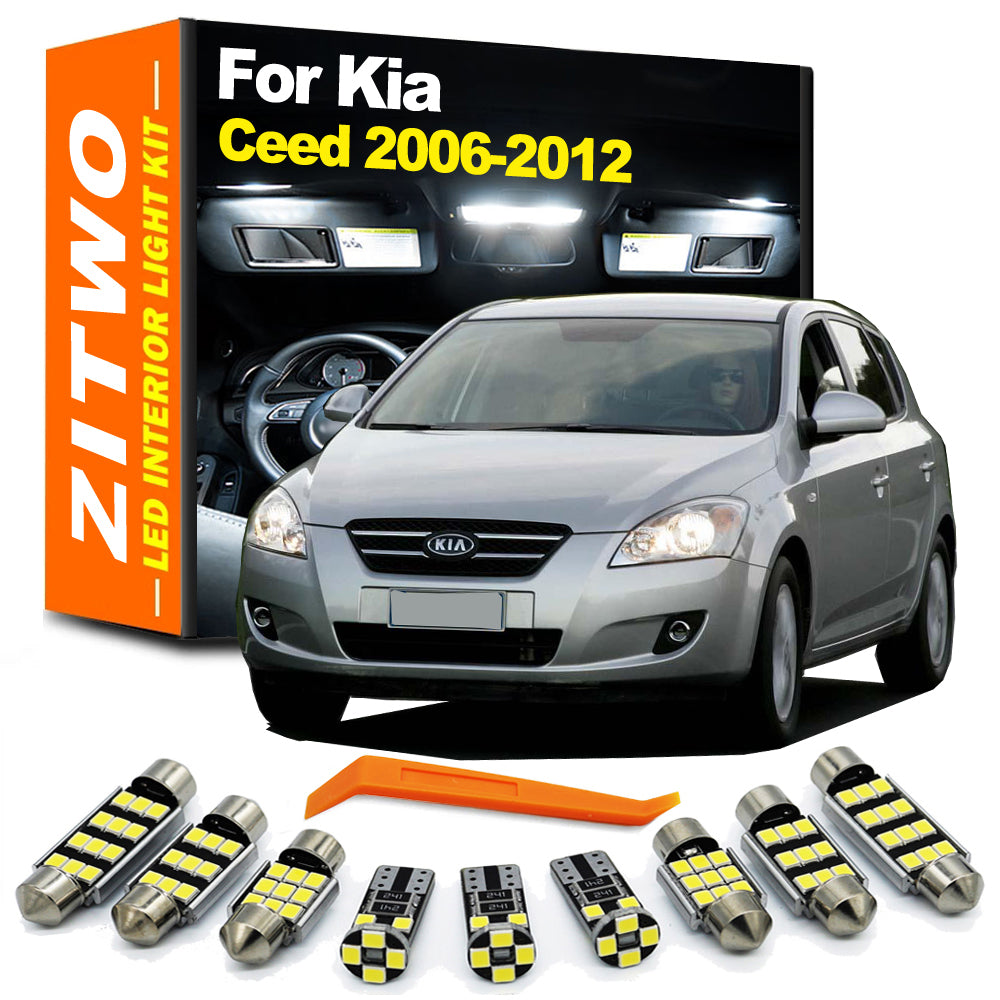 AutoGlowLED 11Pcs LED Interior Light Kit for Kia Ceed 2006-2012 Dome Trunk