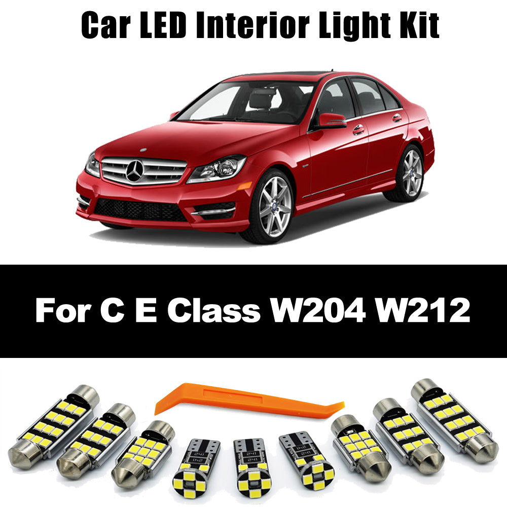 AutoGlowLED 11Pcs Canbus LED Interior Light Kit for Mercedes C E Class W204 W212 2008-2015
