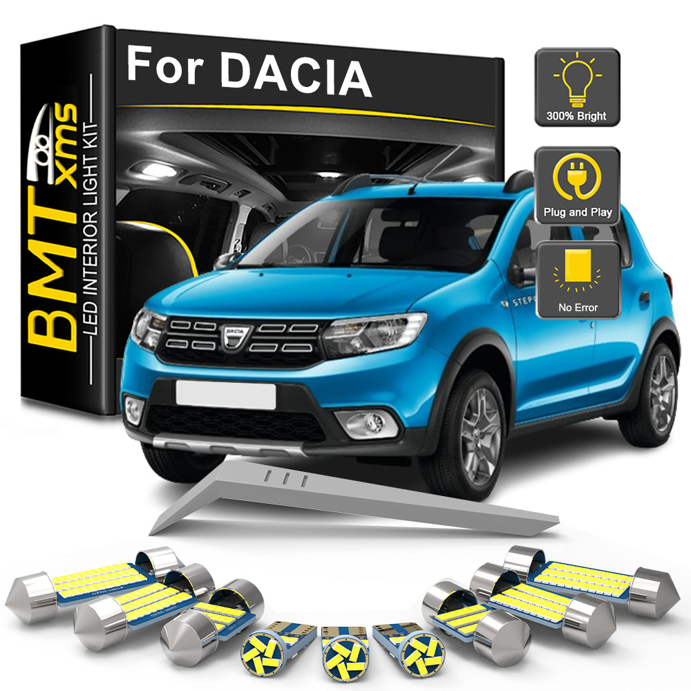 AutoGlowLED Canbus LED Interior Light Kit for Dacia Duster Dokker Logan Lodgy Sandero Spring