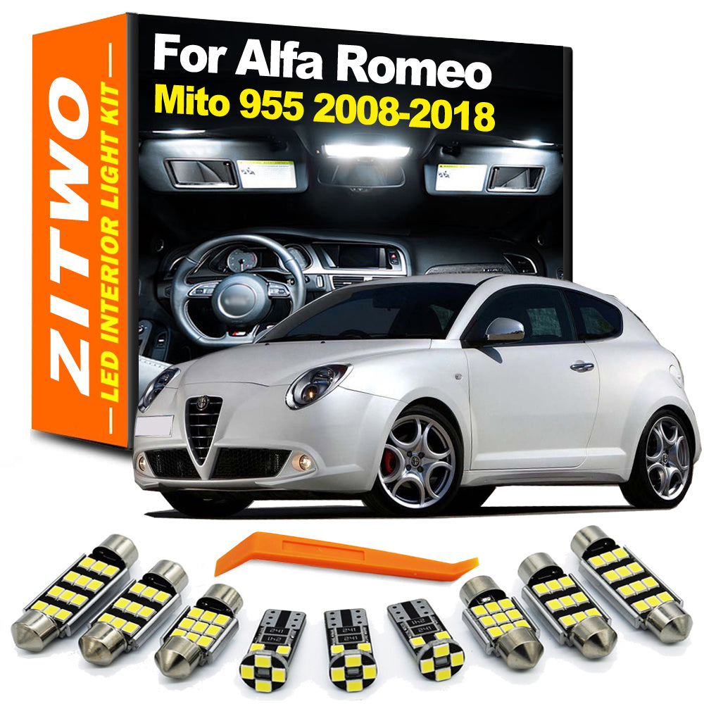 AutoGlowLED 10Pcs Canbus LED Interior Light Kit for Alfa Romeo Mito 955 2008-2018