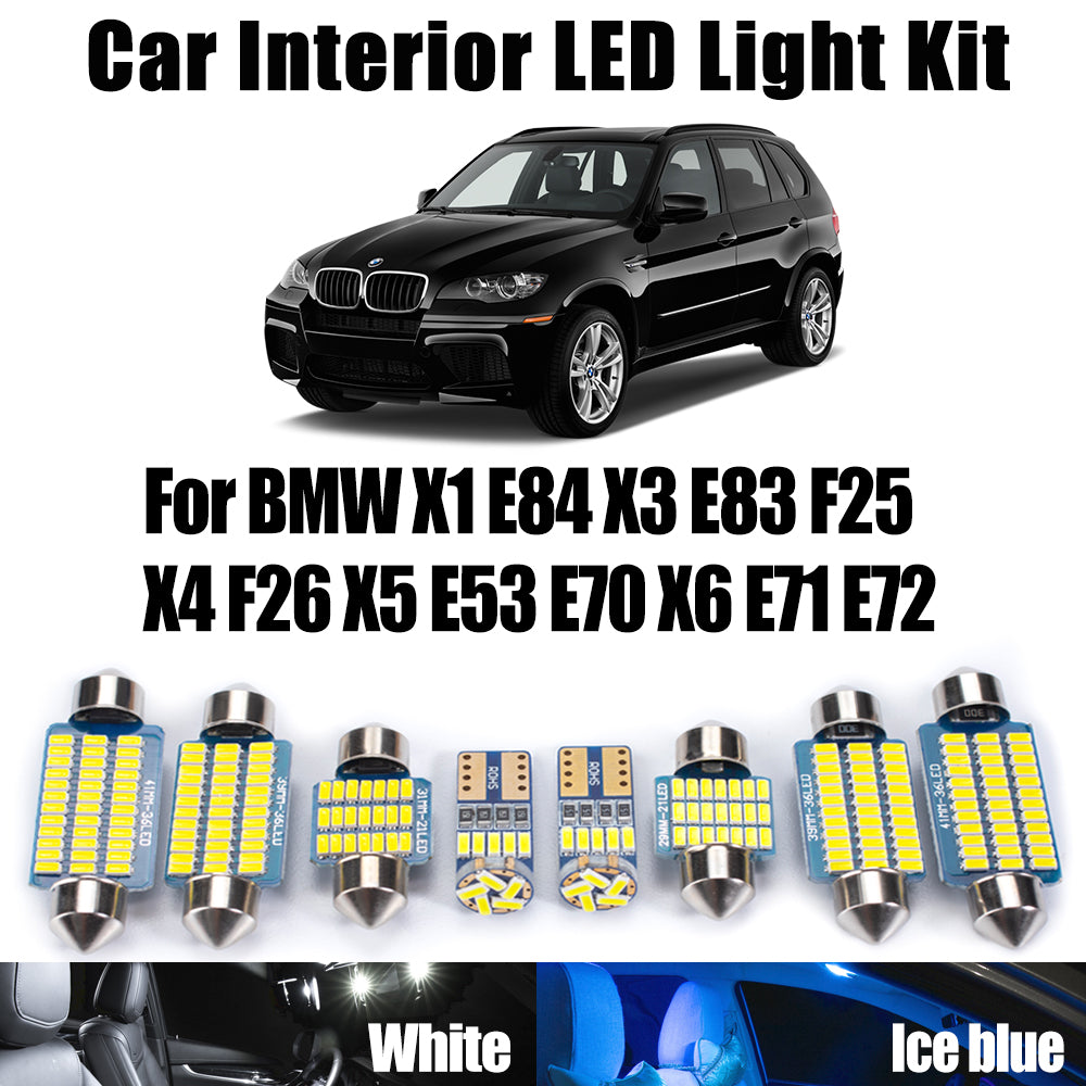 AutoGlowLED Canbus LED Interior Light Kit for BMW X1 E84 X3 E83 F25 X4 F26 X5 E53 E70 X6 E71 E72