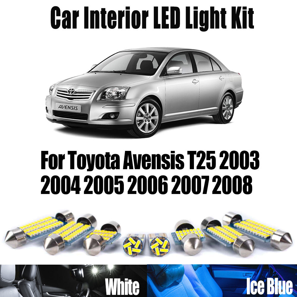 AutoGlowLED 17Pcs LED Interior Light Kit for Toyota Avensis T25 2003-2008 Canbus