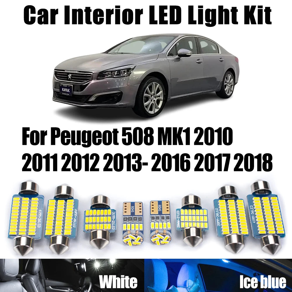 AutoGlowLED 22Pcs LED Interior Light Kit for Peugeot 508 MK1 2010-2018 Canbus
