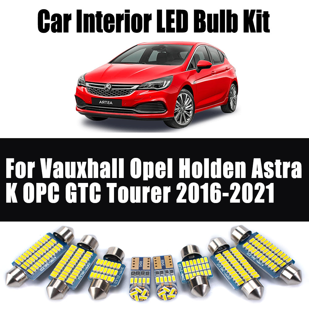 AutoGlowLED 13Pcs LED Interior Light Kit for Vauxhall Opel Holden Astra K 2016-2021