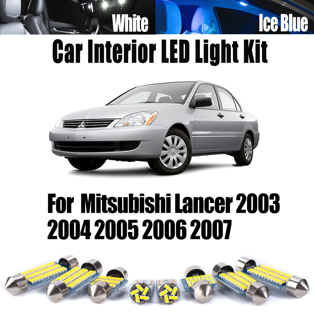 AutoGlowLED 9Pcs Canbus LED Interior Light Kit for Mitsubishi Lancer 2003-2007