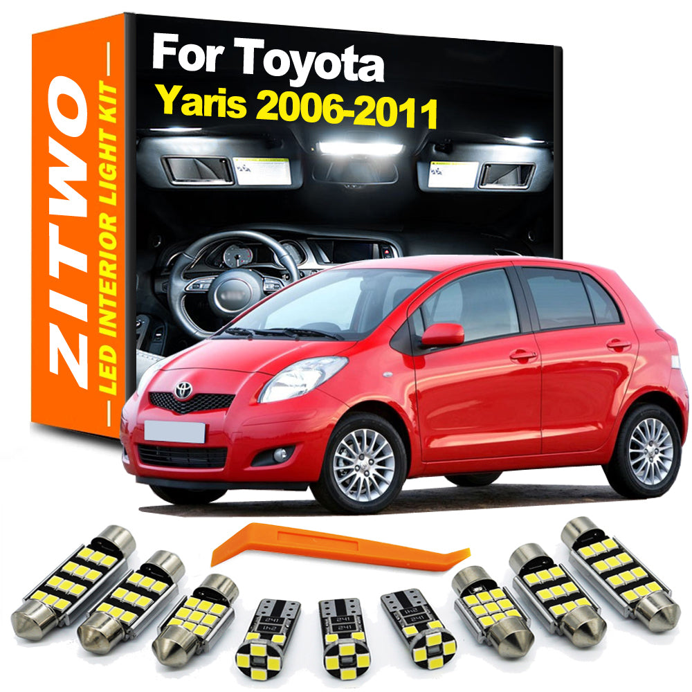 AutoGlowLED 9Pcs Canbus LED Interior Dome Map Trunk Light Kit for Toyota Yaris 2006-2011