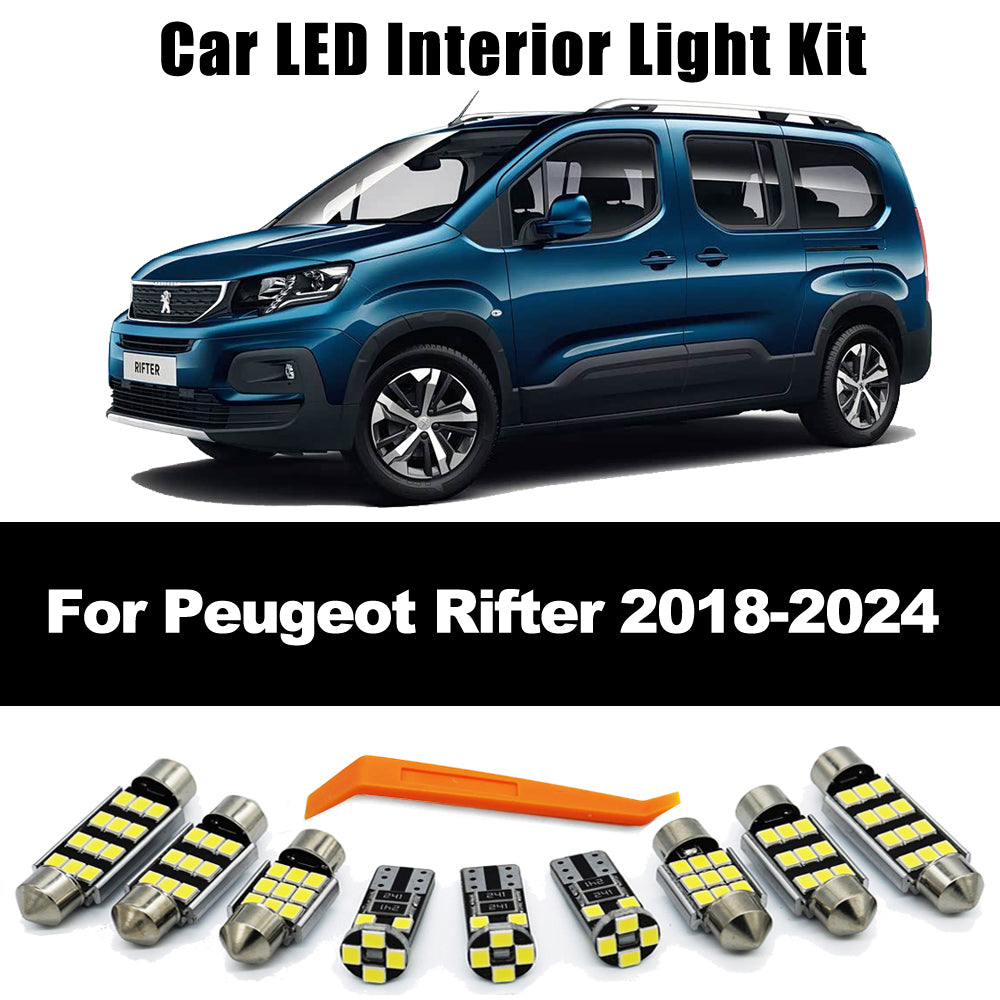 AutoGlowLED 12Pcs LED Interior Light Kit for Peugeot Rifter 2018-2024