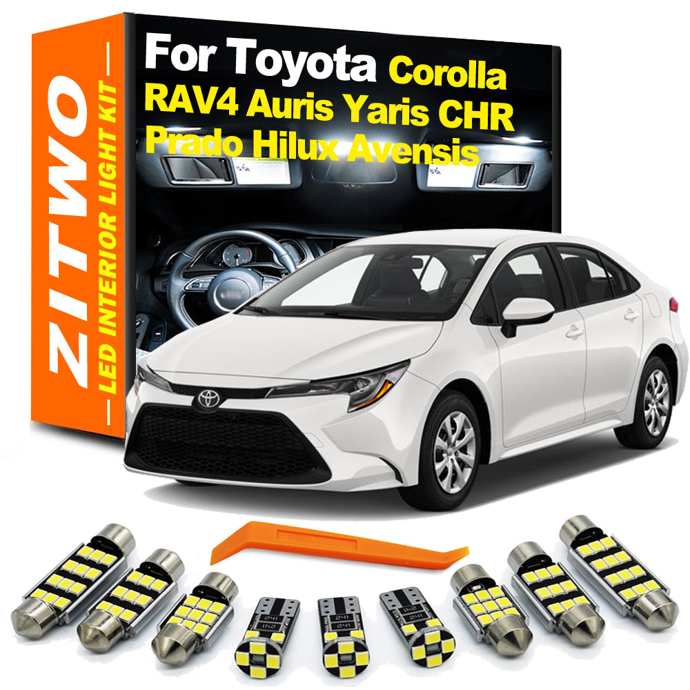 AutoGlowLED LED Interior Dome Map Light Bulb Kit for Toyota Corolla RAV4 C-HR Avensis Auris Prado Yaris Hilux