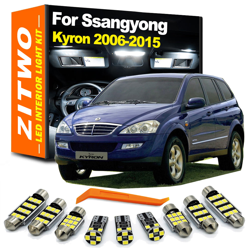 AutoGlowLED 10pc LED Interior Light Kit for Ssangyong Kyron 2006-2015