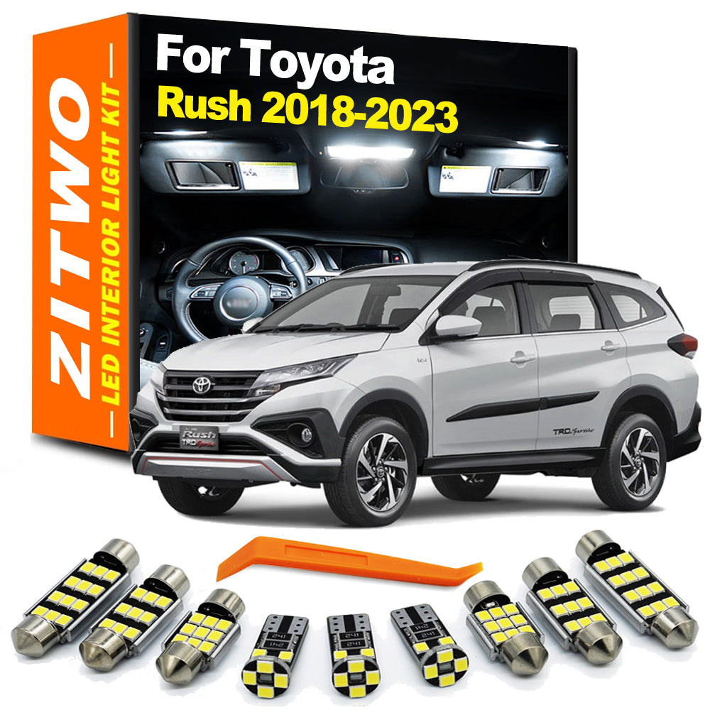 AutoGlowLED 8Pcs LED Interior Light Kit for Toyota Rush 2018-2023 Dome Map Trunk License Plate