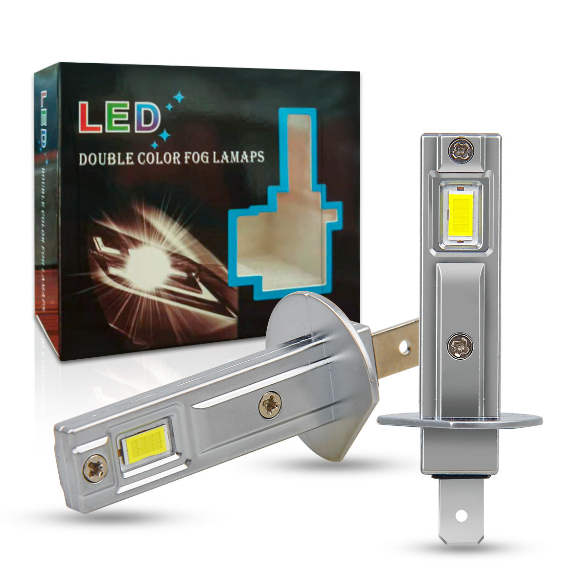AutoGlowLED H1 LED Headlight Bulbs 2pcs 55W 6000K White No Adapter
