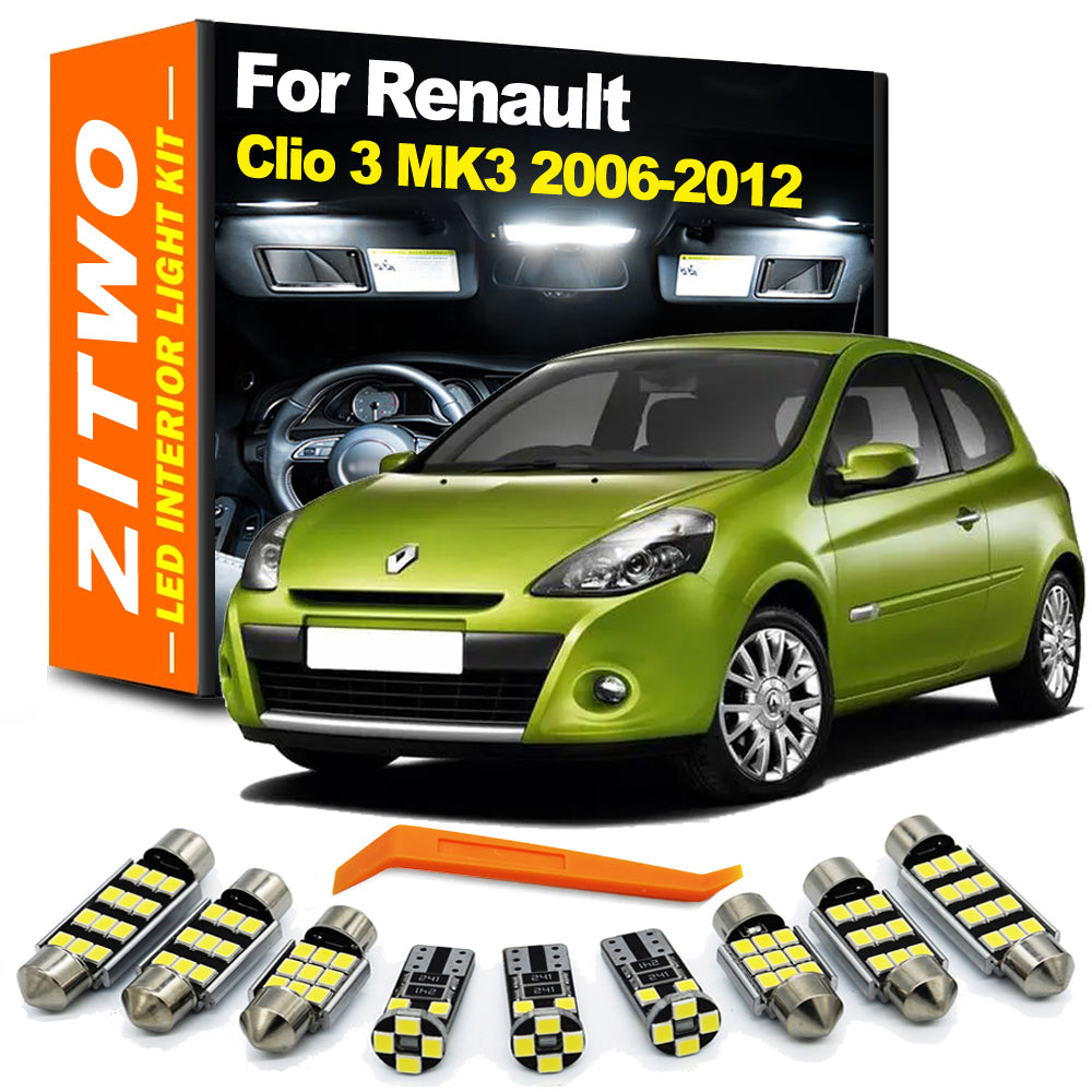 AutoGlowLED 13Pcs LED Interior Light Kit for Renault Clio 3 III MK3 2006-2012