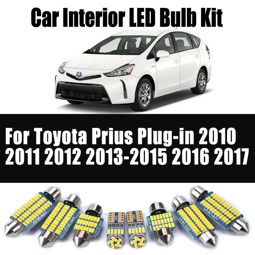 AutoGlowLED 12Pcs Canbus LED Interior Light Kit for Toyota Prius Plug-in 2010-2017 No Error