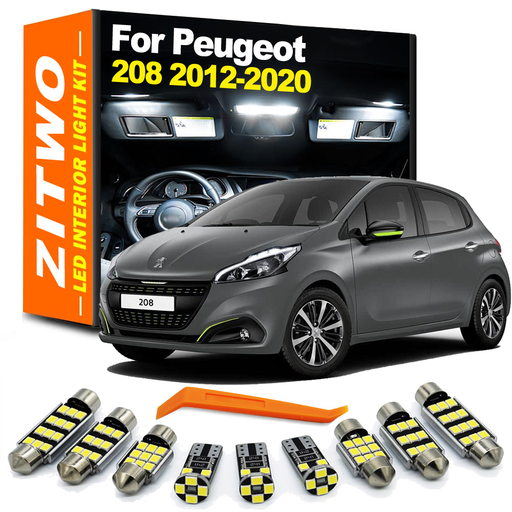 AutoGlowLED 8Pcs Peugeot 208 Interior LED Light Kit 2012-2020