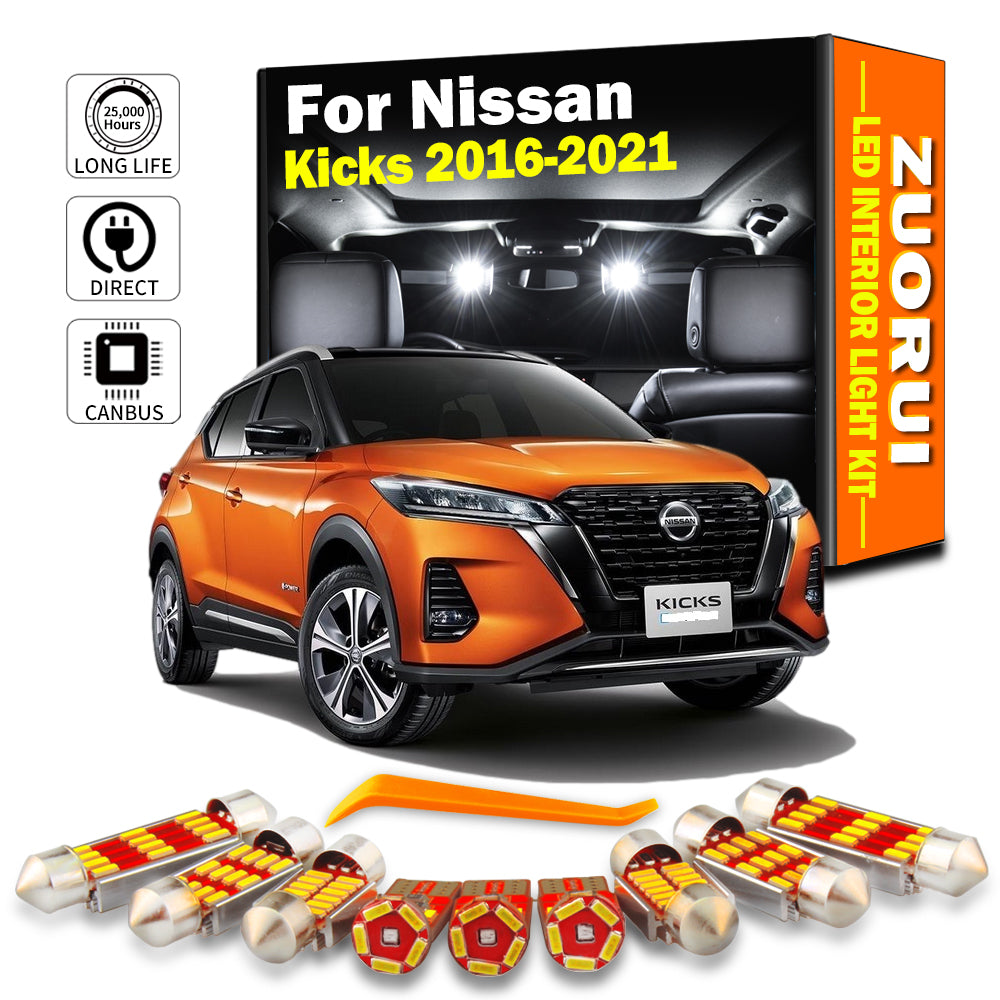 AutoGlowLED Canbus LED Interior Light Kit for Nissan Kicks 2016-2021, 9Pcs