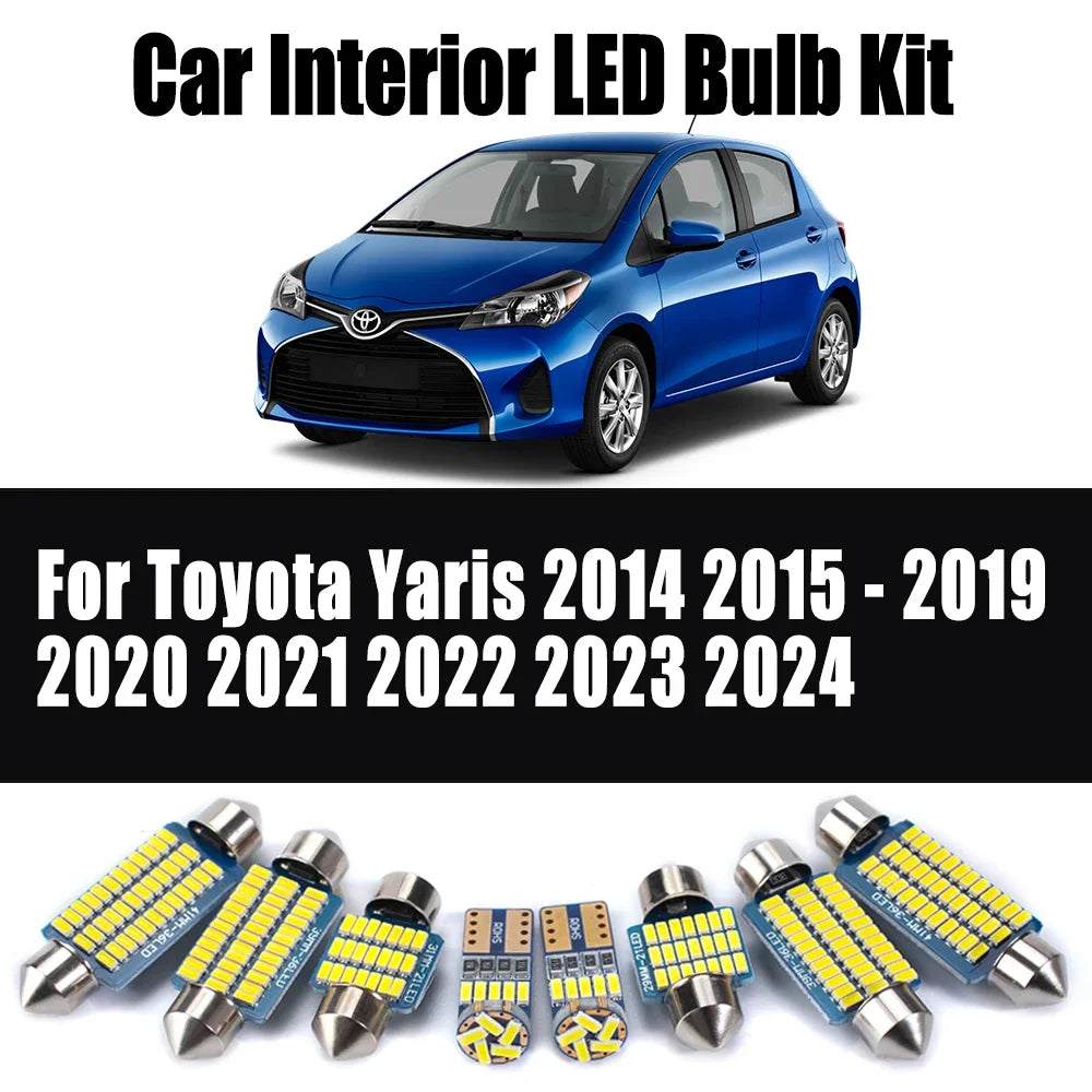 AutoGlowLED 8Pc Canbus LED Interior Light Kit for Toyota Yaris 2014-2024