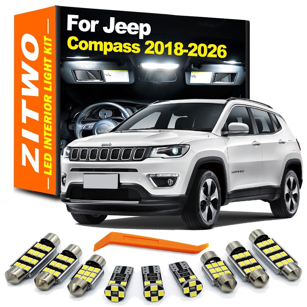 AutoGlowLED 14Pcs Canbus LED Interior Light Kit for Jeep Compass 2018-2026