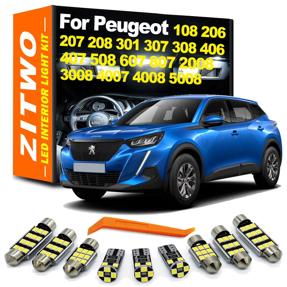 AutoGlowLED No Error LED Interior Light Kit for Peugeot 108 206 207 208 301