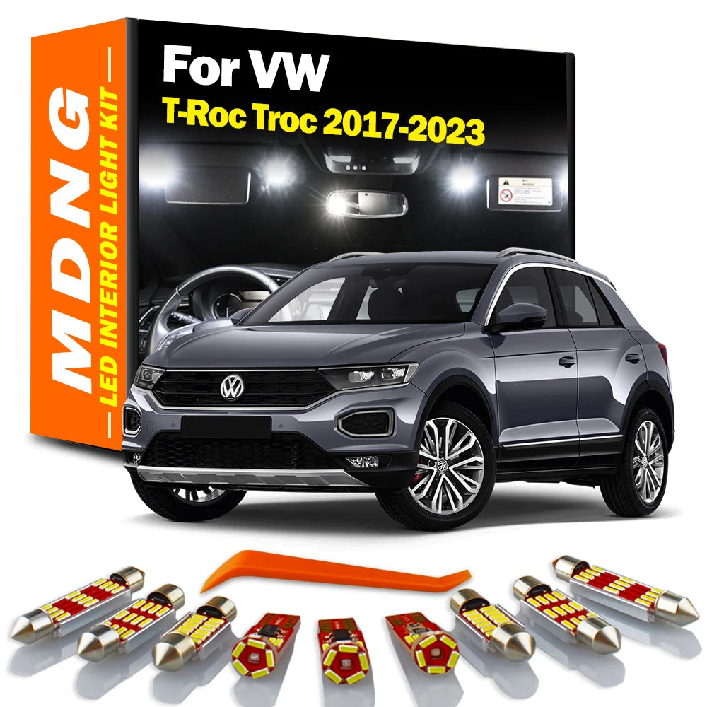 AutoGlowLED LED Interior Light Kit for VW T-Roc 2017-2023, 10pc