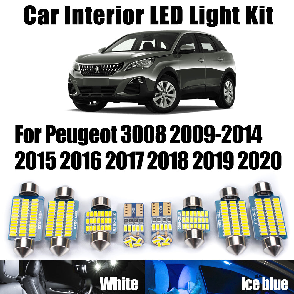 AutoGlowLED 18Pcs Canbus LED Interior Light Kit for Peugeot 3008 2009-2021