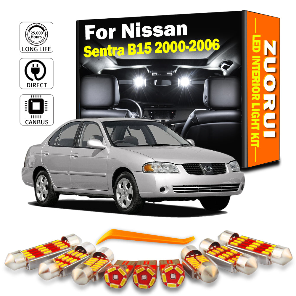 AutoGlowLED 8Pc LED Interior Light Kit for Nissan Sentra B15 2000-2006