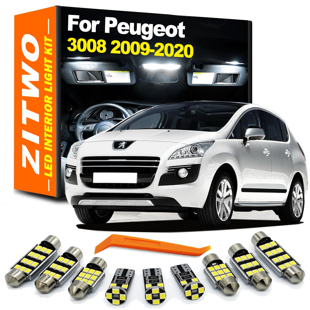 AutoGlowLED 18Pcs LED Interior Light Kit for Peugeot 3008 2009-2020