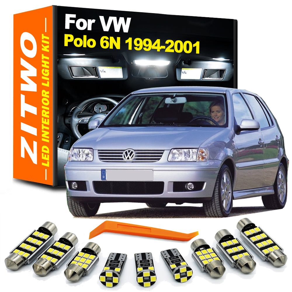 AutoGlowLED 7Pcs LED Interior Dome Map Trunk Light Kit for VW Polo MK3 6N 1994-2001