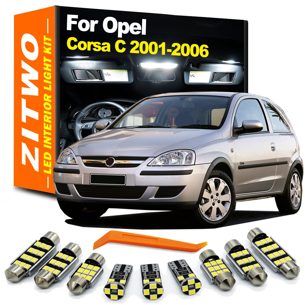 AutoGlowLED 8Pcs LED Interior Light Kit for Opel Vauxhall Corsa C 2001-2006