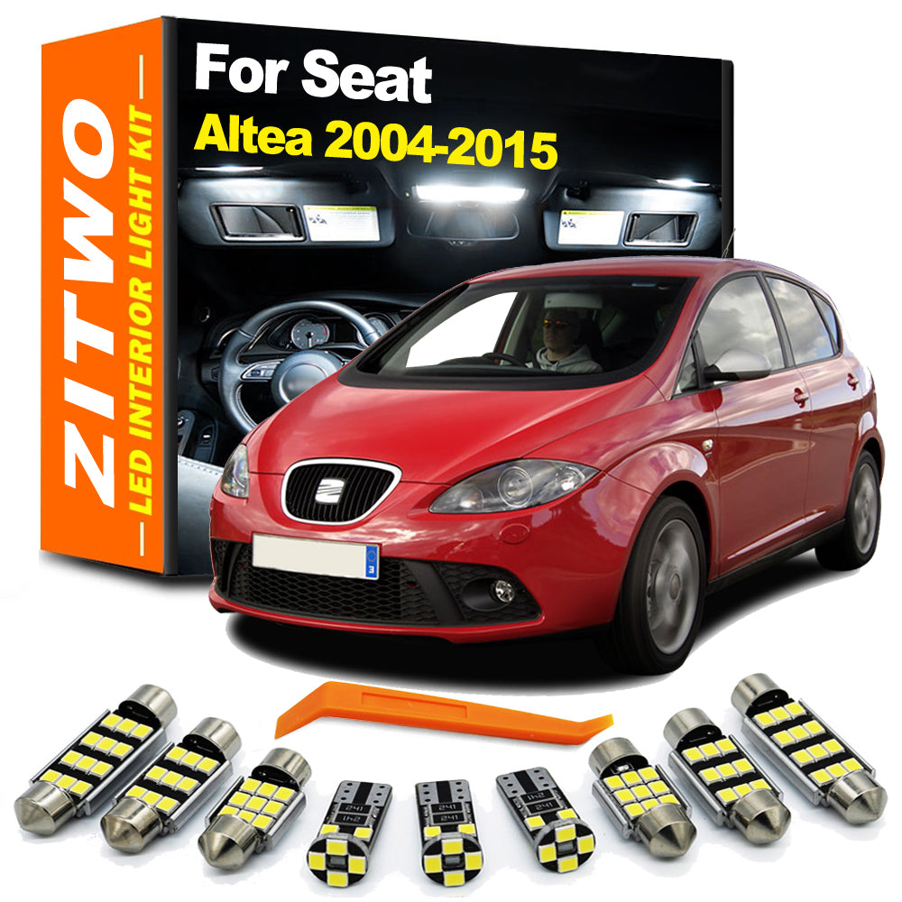 AutoGlowLED 11-Piece LED Interior Light Kit for Seat Altea 2004-2015 Map Sun Visor Trunk