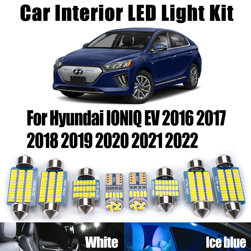 AutoGlowLED 13Pcs Canbus LED Interior Light Kit for Hyundai IONIQ EV 2016-2022