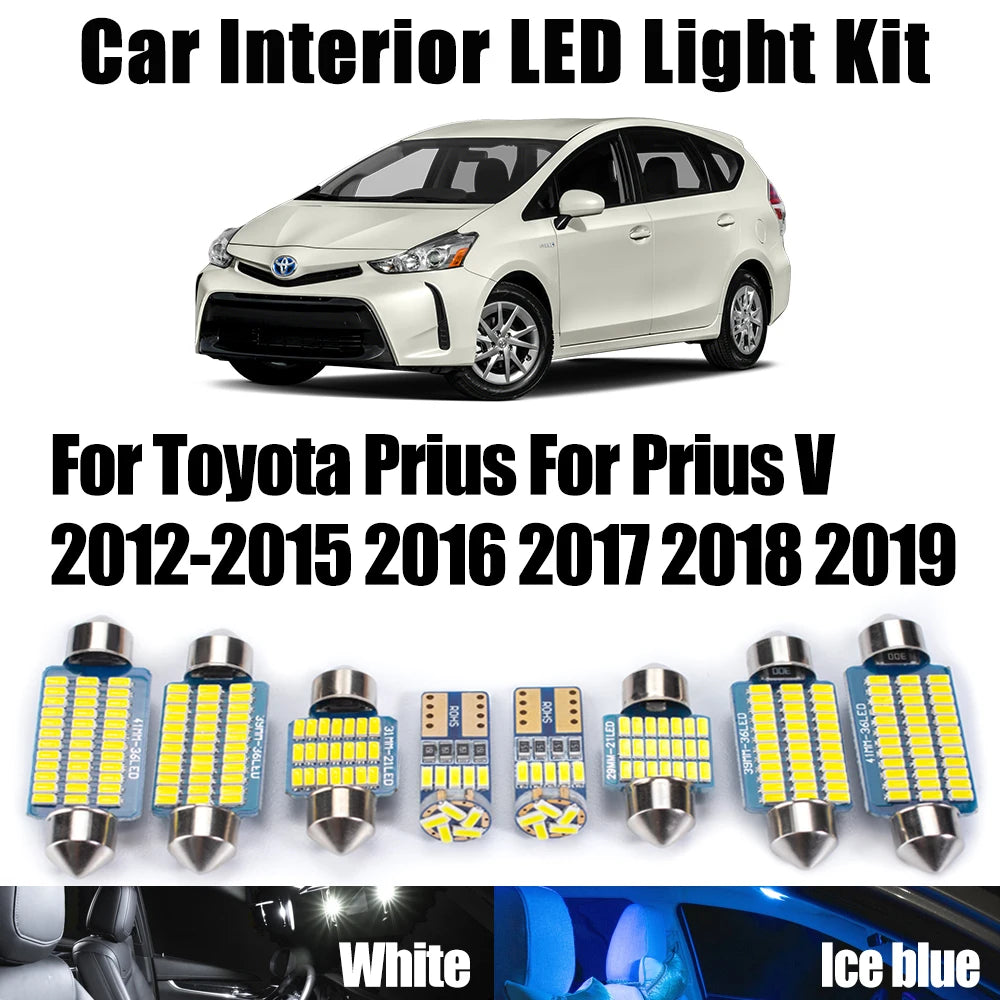 AutoGlowLED 12Pc Canbus LED Interior Light Kit for Toyota Prius & Prius V 2012-2019