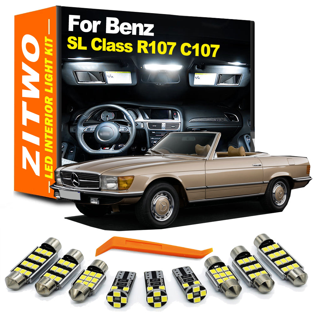 AutoGlowLED 10pc LED Interior Light Bulb Kit for Mercedes SL R107 C107 1972-1989